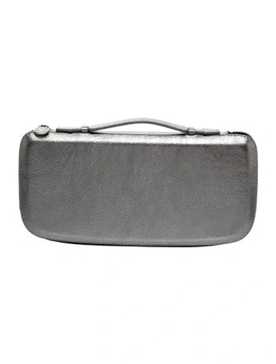 Pre-owned Perrin Leather Clutch In Gray