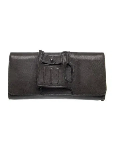 Pre-owned Perrin Leather Clutch In Gray