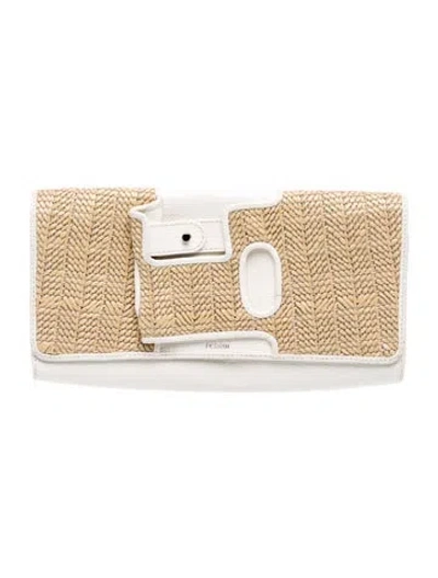 Pre-owned Perrin Leather Clutch In Neutrals/white
