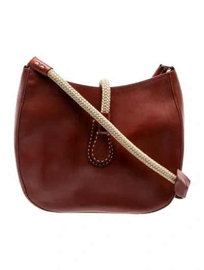 Pre-owned Perrin Leather Crossbody Bag In Burgundy