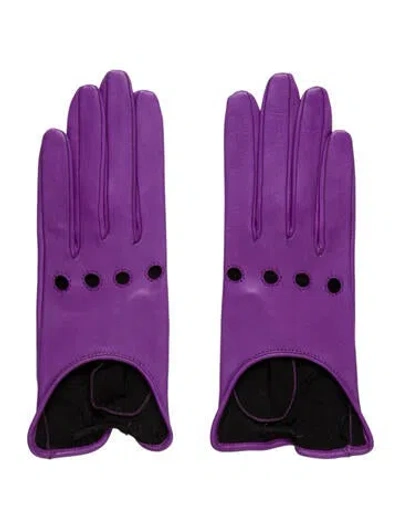 Pre-owned Perrin Leather Gloves In Purple