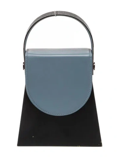 Pre-owned Perrin Leather Top Handle Bag In Blue