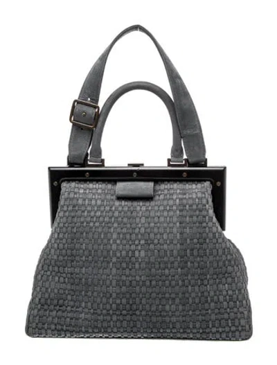 Pre-owned Perrin Leather Top Handle Bag In Gray