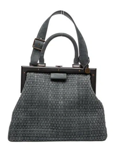 Pre-owned Perrin Leather Top Handle Bag In Grey