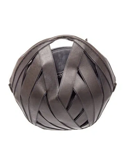 Pre-owned Perrin Leather Top Handle Bag In Grey