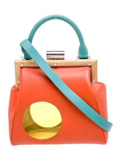 Pre-owned Perrin Leather Top Handle Bag In Orange