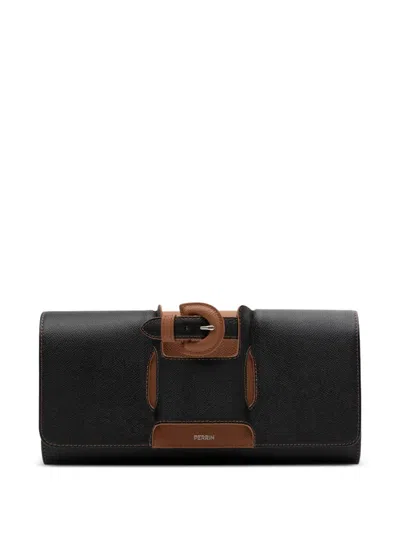 Perrin Paris La Parisienne Buckled Leather Clutch Bag In Red