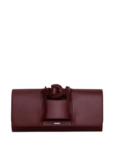 Perrin Paris La Parisienne Buckle-strap Clutch Bag In Red