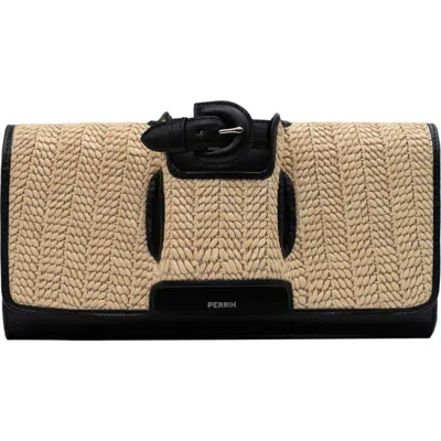 Perrin Paris La Parisienne Clutch Raphia In Brown