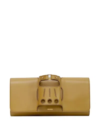 Perrin Paris Le Cabriolet Glove Leather Clutch Bag In Brown