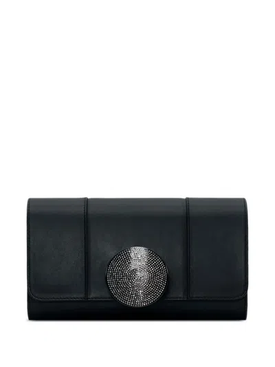 Perrin Paris Le Disque Strass Clutch Bag In Black