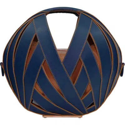 Perrin Paris Le Panier Handbag In Navy Caramel