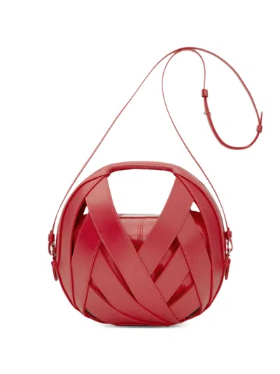 Perrin Paris Le Petit Panier Basket-weave Shoulder Bag In Red