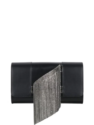 Perrin Paris L'eiffel Cascade Crystal-embellished Clutch Bag In Black