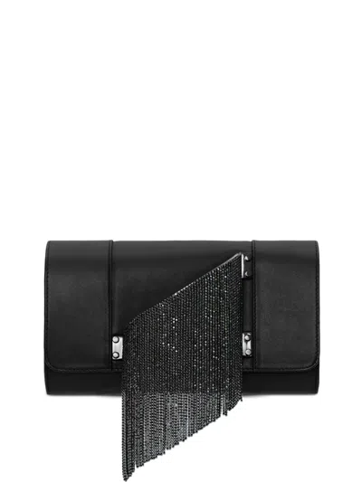 Perrin Paris L'eiffel Cascade Crystal-embellished Clutch Bag In Black