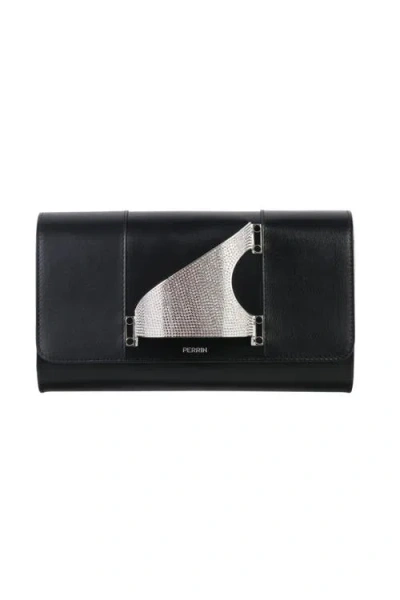 Perrin Paris L'eiffel Strass Clutch In Black