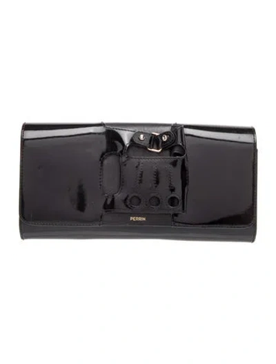 Pre-owned Perrin Patent Leather Clutch In Black