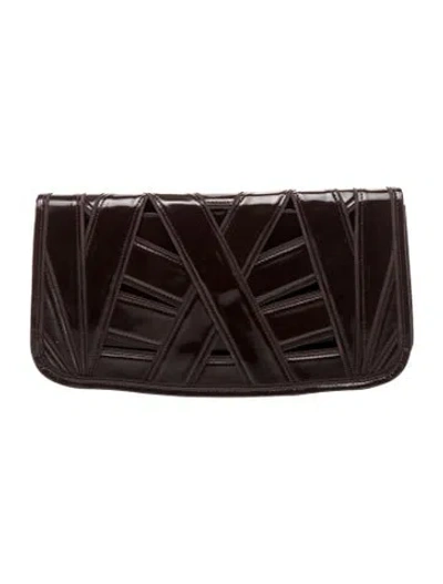 Pre-owned Perrin Patent Leather Clutch In Brown