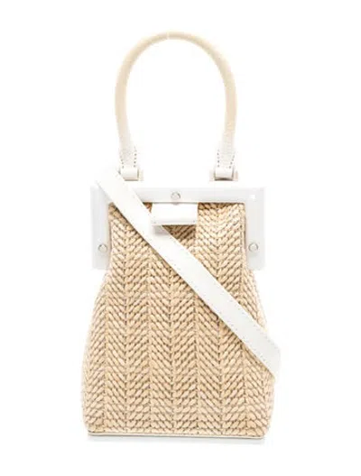 Pre-owned Perrin Raffia Top Handle Bag In Neutrals