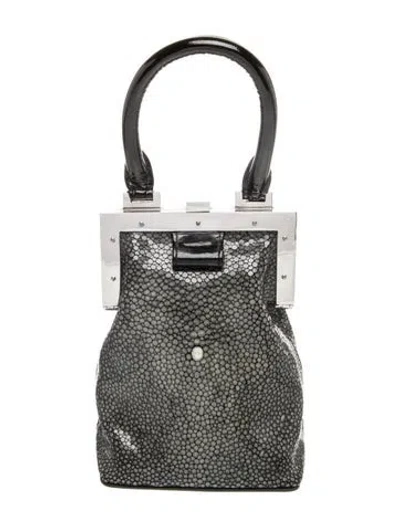 Pre-owned Perrin Stingray Minaudière In Gray