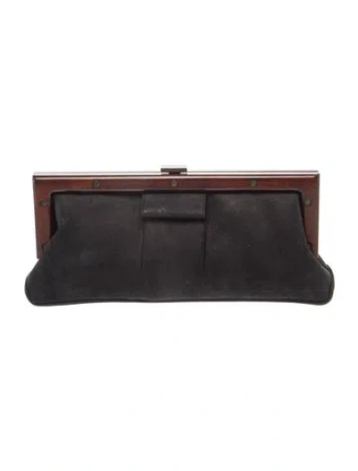Pre-owned Perrin Suede Clutch In Black