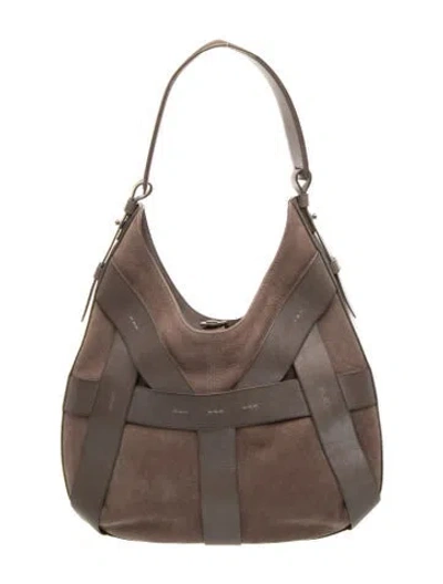 Pre-owned Perrin Suede Hobo In Brown