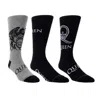 Perri’s Socks Men's 3-pack Queen Logos And Crests Socks In Heather Grey/black/black In Multi