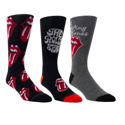 Perri’s Socks Men's 3 Pair The Rolling Stones Assorted Crew Socks In Black/black/grey In Multi