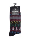Perri’s Socks Men's Novelty Christmas Snowman Crew Socks In Black In Black