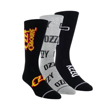 Perri’s Socks Unisex - 3 Pairs Ozzy Assorted Crew Socks In Black/grey/black In Multi