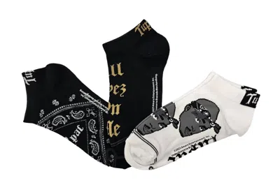 Perri’s Socks Women's 3-pair Tupac Black Bandana Crew Socks In Multi