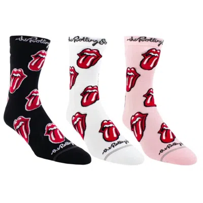 Perri’s Socks Women's The Rolling Stones Assorted Crew Socks In Black/white/pink/red In Multi