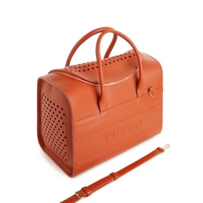 Perro Leather Pet Travel Bag In Brown