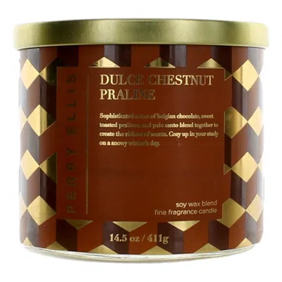 Perry Ellis 14.5oz Soy Wax Blend 3 Wick Candle - Dulce Chestnut Praline In Multi