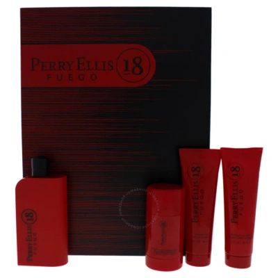 Perry Ellis 18 Fuego By  For Men - 4 Pc Gift Set 3.4oz Edt Spray In White