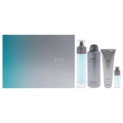 Perry Ellis 360 By  For Men - 4 Pc Gift Set 3.4oz Edt Spray, 6oz Deodorizing Body Spray, 3.0oz Shower In Multi