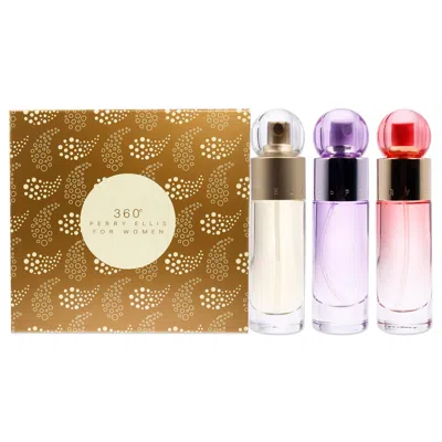 Perry Ellis 360 By  For Women - 3 Pc Gift Set 1oz Edt Spray, 1oz Coral Edp Spray, 1oz Purple Edp Spra In Pink,purple