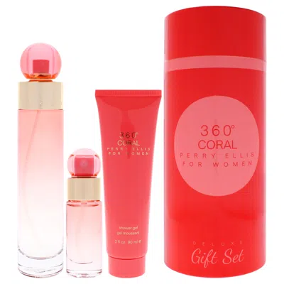Perry Ellis 360 Coral By  For Women - 3 Pc Gift Set 3.4oz Edp Spray, 0.25 Edp Spray (mini), 3oz Showe