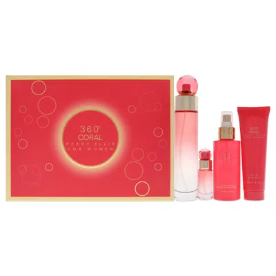 Perry Ellis 360 Coral By  For Women - 4 Pc Gift Set 3.4oz Edp Spray, 4oz Body Mist, 3oz Shower Gel, 0 In Multi