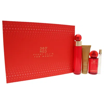 Perry Ellis 360 Red By  For Women - 4 Pc Gift Set 3.4oz Edp Spray, 0.33oz Edp Spray, 4oz Body Mist Sp In Multi