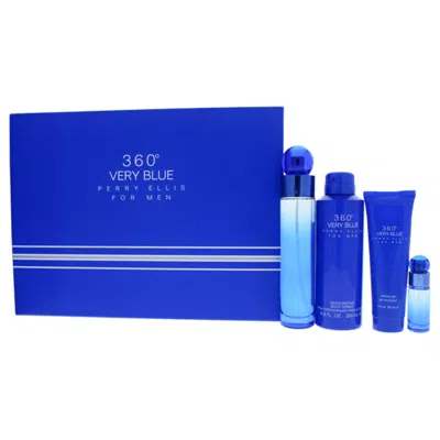 Perry Ellis 360 Very Blue By  For Men - 4 Pc Gift Set 3.4oz Edt Spray In Multi