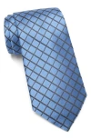 Perry Ellis Babbaro Grid Print Tie In Blue