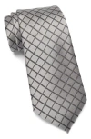 Perry Ellis Babbaro Grid Print Tie In Grey