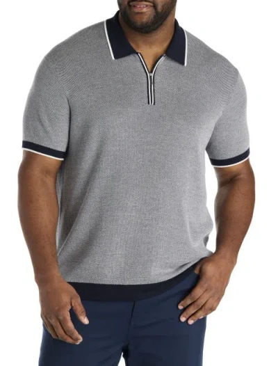 Perry Ellis Big & Tall Bi-color Stitched Sweater Polo In Gray