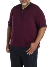 Perry Ellis Big & Tall Colorblocked Stitched Sweater Polo In Burgundy