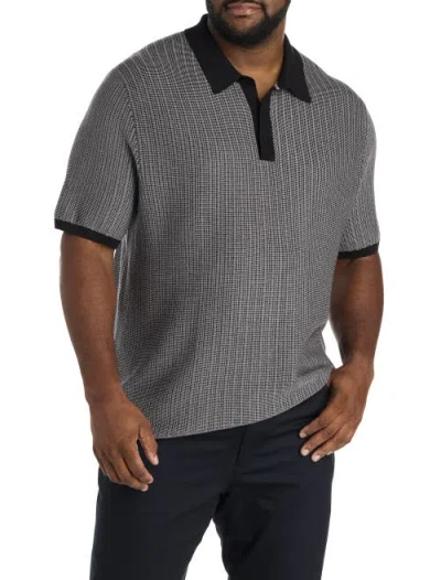 Perry Ellis Big & Tall Geometric Jacquard Polo Shirt In Gray