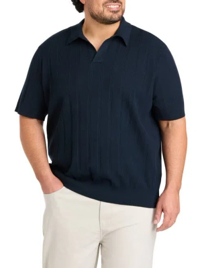 Perry Ellis Big & Tall Mesh Striped Sweater Polo Shirt In Blue