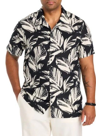 Perry Ellis Big & Tall Printed Leaf Camp Shirt In Multi