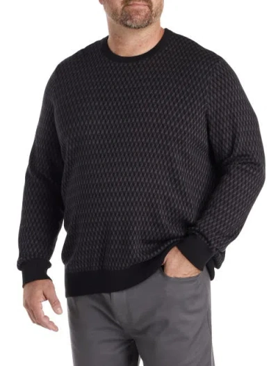 Perry Ellis Big & Tall Textured Crewneck Sweater In Black