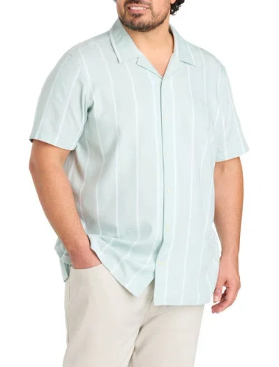 Perry Ellis Big & Tall Textured Stripe Camp Shirt In Blue